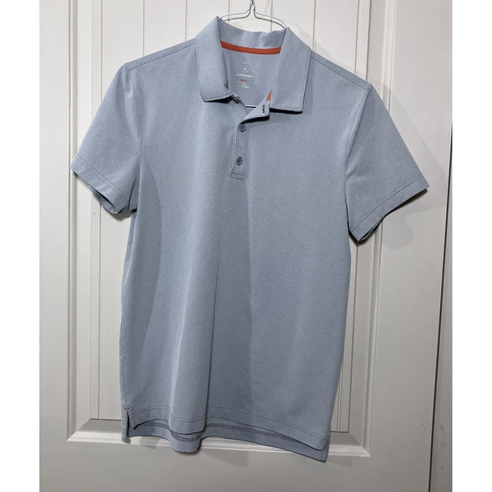 Bluffworks Piton Polo Shirt Men Medium Slim Fit Gray Performance Travel Tech